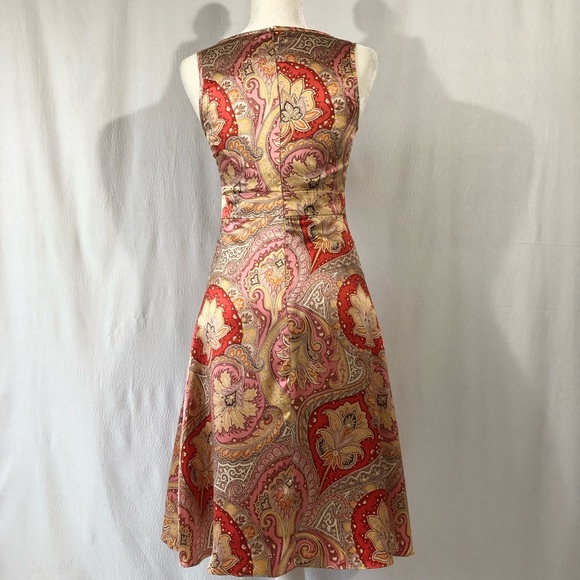 Jane Hamill Gold and Pink Paisley Silk  Dress - Picture 5 of 8